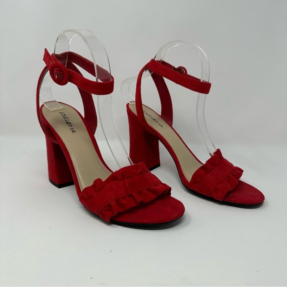 Indigo Rd red block heels with ankle strap size 8